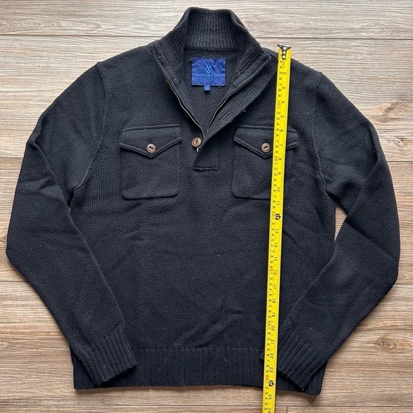 Martin + Osa | Quarter Zip Wool Sweater in Black (Medium) - Picture 4 of 10